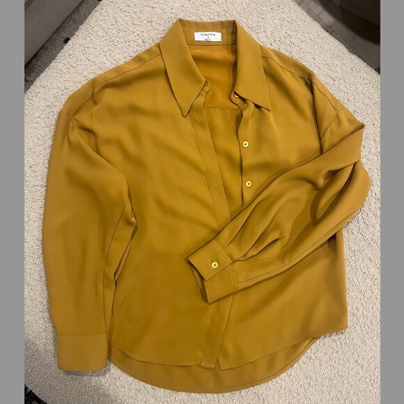 Babaton/Aritzia Mustard Yellow Button-Up Blouse, Size XS - Picture 1 of 4
